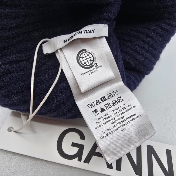 GANNI RECYCLED WOOL BEANIE SKY CAPTAIN - Picture 3 of 5